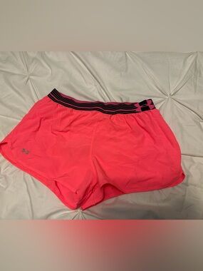 Under Armour Hot Pink Running Shorts with Striped Waistband